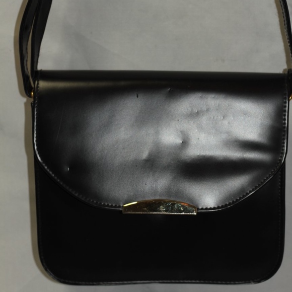 E Collection Dark Blue Leather Envelope Handbag - Picture 1 of 6